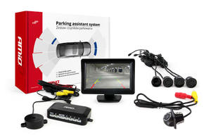 Zestaw czujnikw parkowania TFT01 4,3" z kamer HD-305 LED 4 sensory czarne - 2875967094