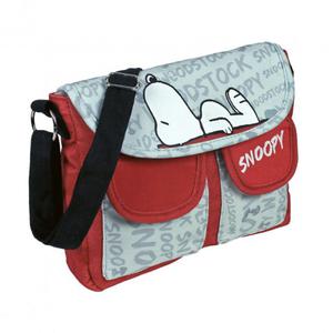 TORBA NA RAMI Z KLAPK I KIESZONKAMI SNOOPY - 2822064698