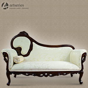Pikna sofa stylowa, antyczna kanapa drewniana, tapicerowana - 2829133125