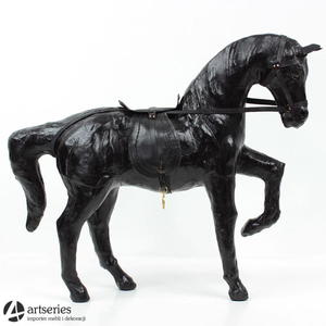 Duży, czarny koń wykonany ze skóry 70209 - 2829133543