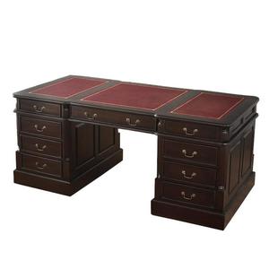 Stylowe, drewniane biurko gabinetowe z szufladami i szafkami z dwóch stron 117146