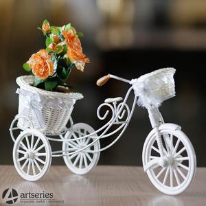 Stylowa, biaa osonka na kwiaty w formie rowerka SLU1010 - prezent, dekoracja