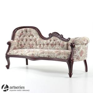 Sofa stylowa tapicerowana, drewniany szezlong antyczny z kwiatow tapicerka 117070 - 2829134607