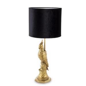 Dekoracyjna lampa stoowa zota z czarnym abaurem 143541 - 2873349465