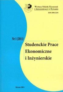 STUDENCKIE PRACE EKONOMICZNE I INYNIERSKIE NR 1 (2011)