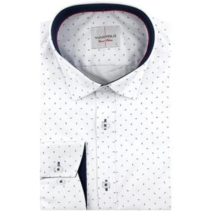 Koszula Mska Elegancka Wizytowa do garnituru biaa we wzorki z dugim rkawem w kroju SLIM FIT Viadi Polo E368 - 2874863657