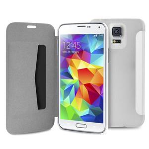 PURO Booklet Wallet Case - Etui Samsung Galaxy S5/S5 Neo z kieszeni na kart (biay/przezroczysty ty) - 2825560639