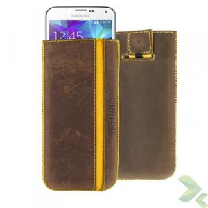 Valenta Pocket Stripe Vintage - Skrzane etui wsuwka Samsung Galaxy S5, Sony Xperia Z i inne (brzowy) - 2825564397