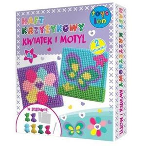 Haft krzyykowy kwiatek i motyl - 2853369637