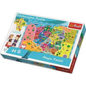 44 elementy, Mapa Polski dla dzieci, Puzzle edukacyjne - 2854132487