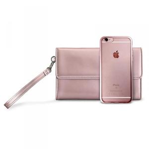 PURO Metal Duo - Zestaw torebka + etui Satin iPhone 6s / iPhone 6 (Rose Gold) Limited edition - 2842320068