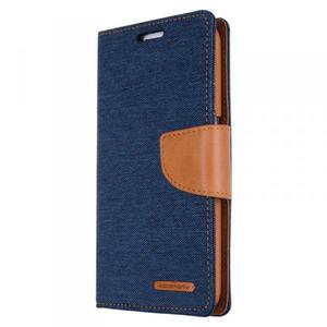 Mercury Canvas Diary - Etui iPhone 7 Plus z kieszeniami na karty + stand up (granatowy/camel) - 2847809705