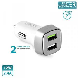 PURO Mini Car Fast Charger - Uniwersalna adowarka samochodowa 2 x USB, 2.4 A square (biay) - 2855301779