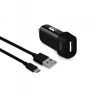 Puro Car Charger - adowarka samochodowa USB 1A z odpinanym kablem micro USB (czarny) - 2857370637