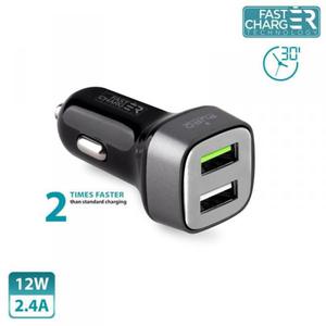 PURO Mini Car Fast Charger - Uniwersalna adowarka samochodowa 2 x USB, 2.4 A square (czarny) - 2855301790