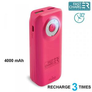 PURO Universal External Fast Charger Battery - Uniwersalny Power Bank 4000 mAh, 2 x USB, 2.4 A (rowy) - 2856220860