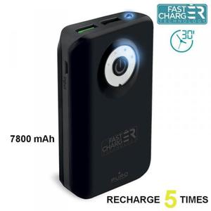 PURO Universal External Fast Charger Battery - Uniwersalny Power Bank z latark 7800 mAh, 2 x USB, 2.4 A (czarny) - 2855301807