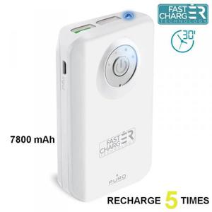 PURO Universal External Fast Charger Battery - Uniwersalny Power Bank z latark 7800 mAh, 2 x USB, 2.4 A (biay) - 2858148276