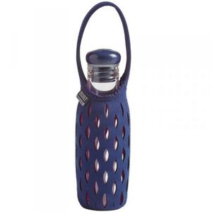 BUILT Glass Water Bottle With Neoprene Tote - Szklana butelka w neoprenowym koszyku 0,5 l (Navy) - 2857370699