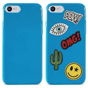 PURO Patch Mania - Etui iPhone 8 / 7 w zestawie 5 naklejek (niebieski) - 2855301999