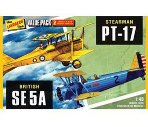 Model plastikowy - Zestaw 2 Samolotw Bi-Planes - Stearman PT-17 & British SE 5A - Lindberg - 2855512456