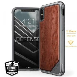 X-Doria Defense Lux Wood - Etui iPhone X z anodyzowanego aluminium i drewna (Rosewood) - 2857504146