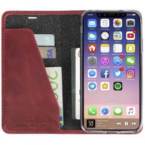 Krusell Sunne 4 Card FolioWallet - Skrzane etui iPhone X z kieszeniami na karty + stand up (Red) - 2857504308