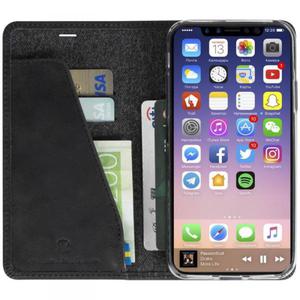 Krusell Sunne 4 Card FolioWallet - Skrzane etui iPhone X z kieszeniami na karty + stand up (Black) - 2857504309