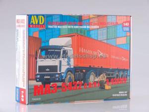 MAZ-5432(new) Tractor Truck with Semitrailer MAZ-938920 model kit - 2857504345