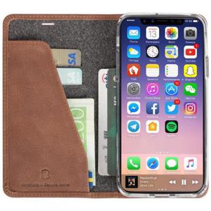 Krusell Sunne 4 Card FolioWallet - Skrzane etui iPhone X z kieszeniami na karty + stand up (Cognac) - 2857920741