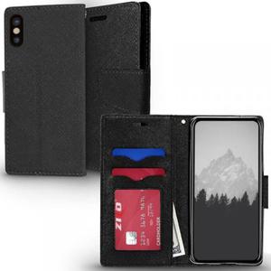 Zizo Flap Wallet Pouch - Etui iPhone X z kieszeniami na karty + stand up (Black/Black) - 2858320482