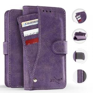 Zizo Slide Out Wallet Pouch - Skrzane etui iPhone X z kieszeniami na karty wewntrz oraz na zewntrz etui + stand up (Purple) - 2858320483