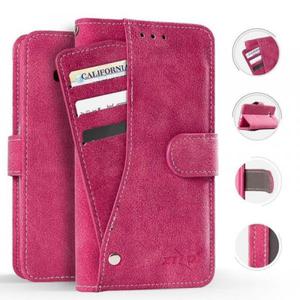 Zizo Slide Out Wallet Pouch - Skrzane etui iPhone X z kieszeniami na karty wewntrz oraz na zewntrz etui + stand up (Pink) - 2858320484