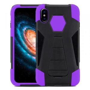 Zizo Dual Layered Hybrid Cover - Pancerne etui iPhone X z podstawk (Purple) - 2858320533