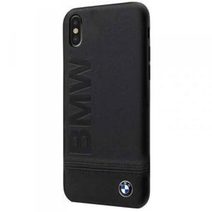 BMW Signature Logo Imprint Case - Skrzane etui iPhone X z wytlaczanym logo BMW (czarny) - 2858613950