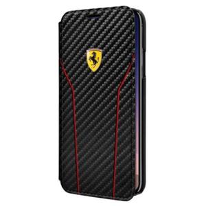 Ferrari Racing Carbon Book - Etui iPhone X z kieszeniami na karty (czarny) - 2858613954