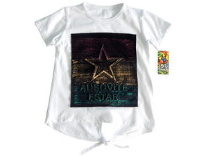 Tshirt STAR z wypukym napisem i wizaniem z tyu - 2850960275