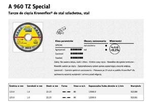 KLINGSPOR Tarcza do cicia metalu 125x1,0mm A960 TZ Special - 2861303167