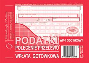 PODATKI - polecenie przelewu - wpata gotwkowa (4 odc.) - 476-5-M - 2825724570