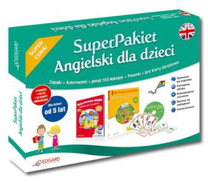 Angielski dla dzieci. SuperPakiet. 2 ksiki + pyta + 52 karty obrazkowe (od 5 lat)