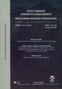 Zeszyty naukowe Uniwersytetu Jagielloskiego Prace z prawa wasnoci intelektualnej zeszyt 111 - 2857611877