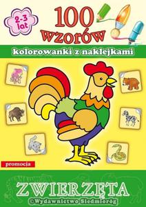 100 wzorw. Kolorowanki z naklejkami. Zwierzta - 2857618180