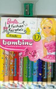 Kredki Bambino drewniane 12 kolorów z nadrukiem z temperówk Barbie