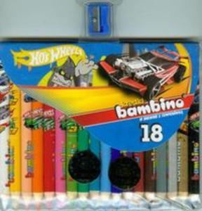 Kredki bambino drewniane 18 kolorw z nadrukiem z temperwk Hot Wheels - 2857657035