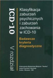 ICD-10 BADAWCZE KRYTERIA/KLAS.ZABURZE P SYCH.ZIELONA BR.VESALIUS 9788385688839 - 2857718733