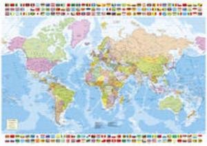 Puzzle 1500 Mapa polityczna wiata z flagami - 2857749489