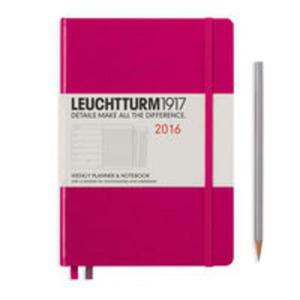 Kalendarz Leuchtturm1917 tygodniowy 2016 z notatnikiem Medium malinowy - 2857749729