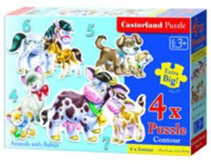 4x1 Puzzle Konturowe 4-5-6-7 el. Animals with Babies / B-04218 - 2857766428