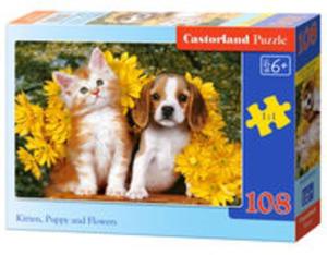 Puzze Kitten, Puppy and Flowers 108 - 2857766682