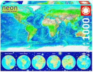 Puzzle Neonowy wiat - fluorescencyjna mapa wiata 1000 - 2857770534